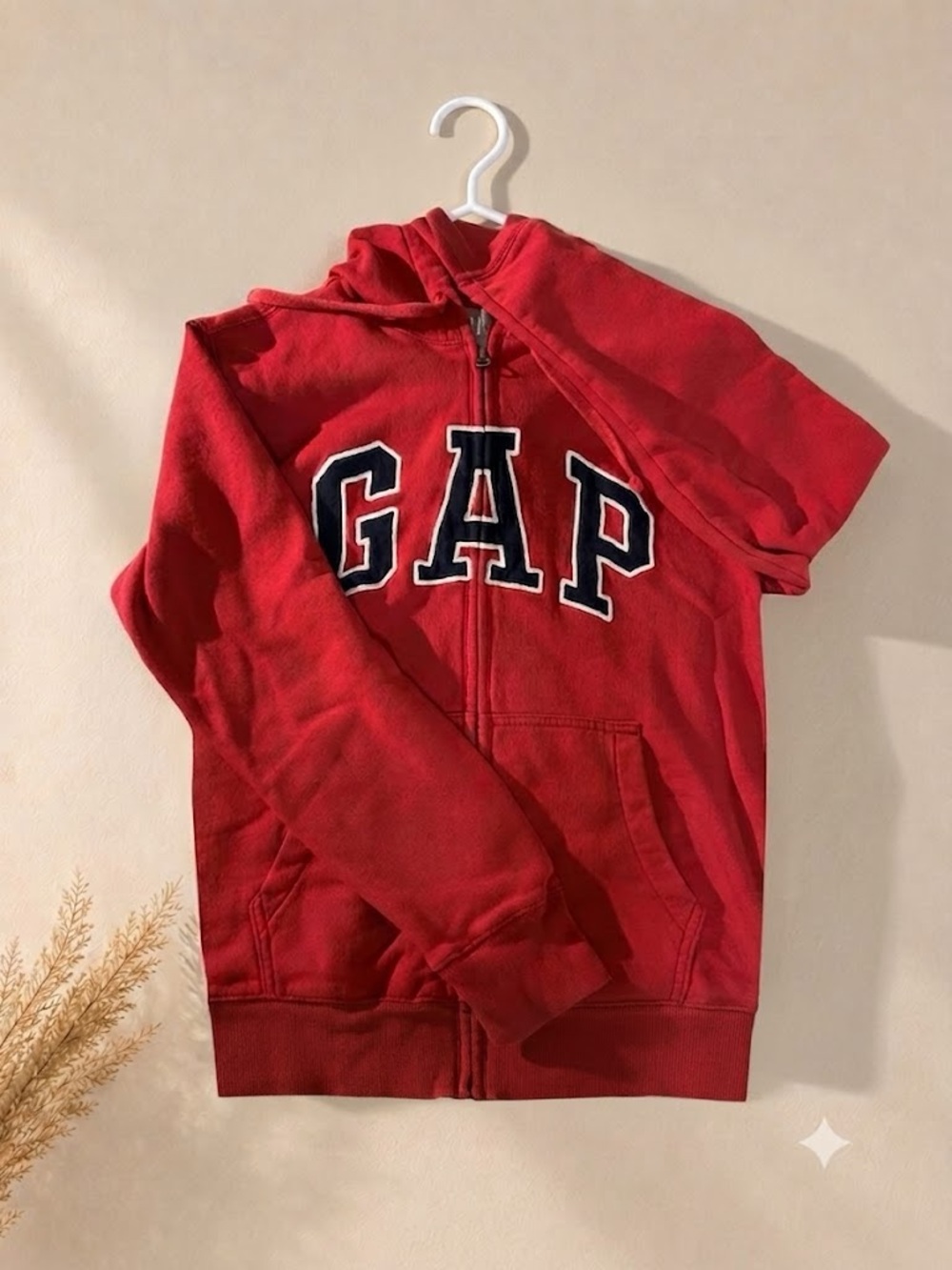 GAP - Red Full-Zip Hoodie with Navy Lettering